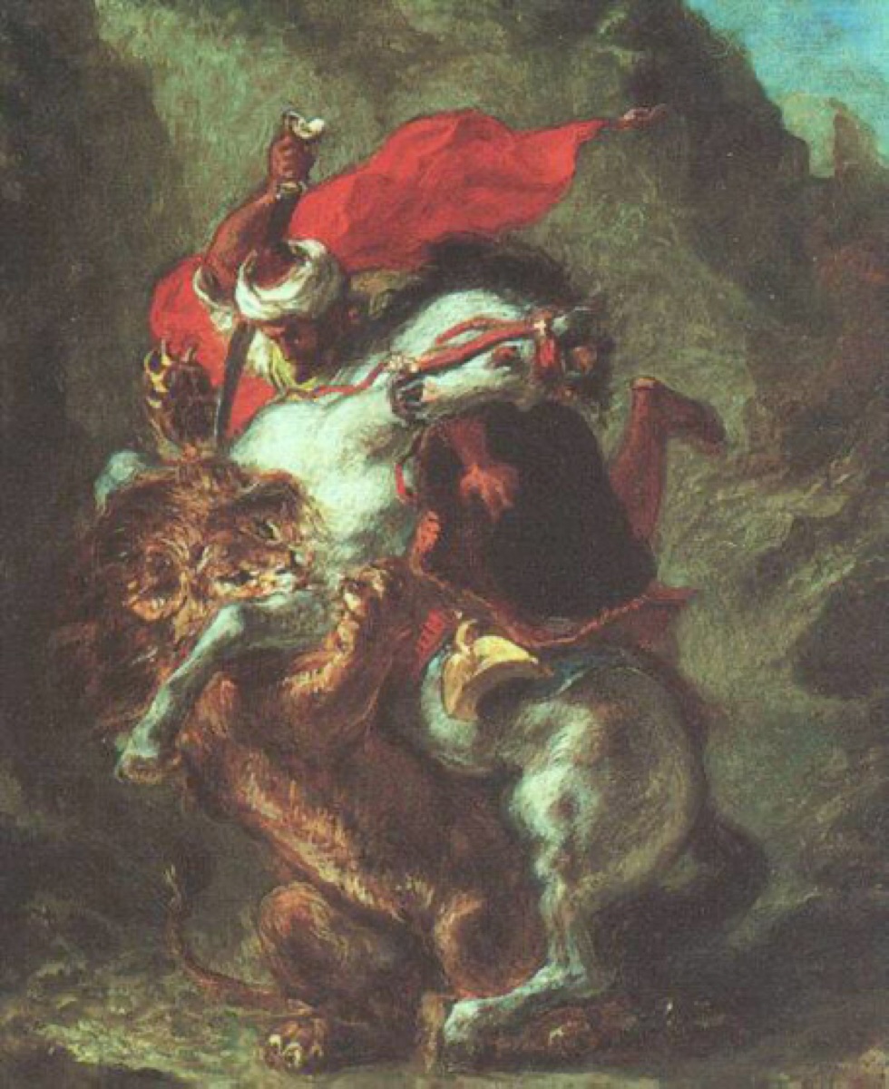 Cavalier arabe attaqué par un lion - Eugène Delacroix