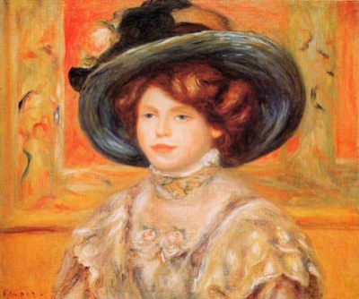Jeune femme au chapeau bleu